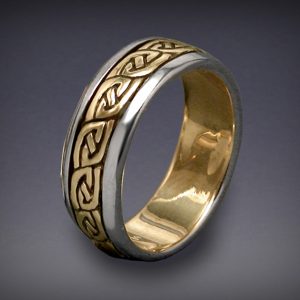 Celtic Band White and Yellow Gold
